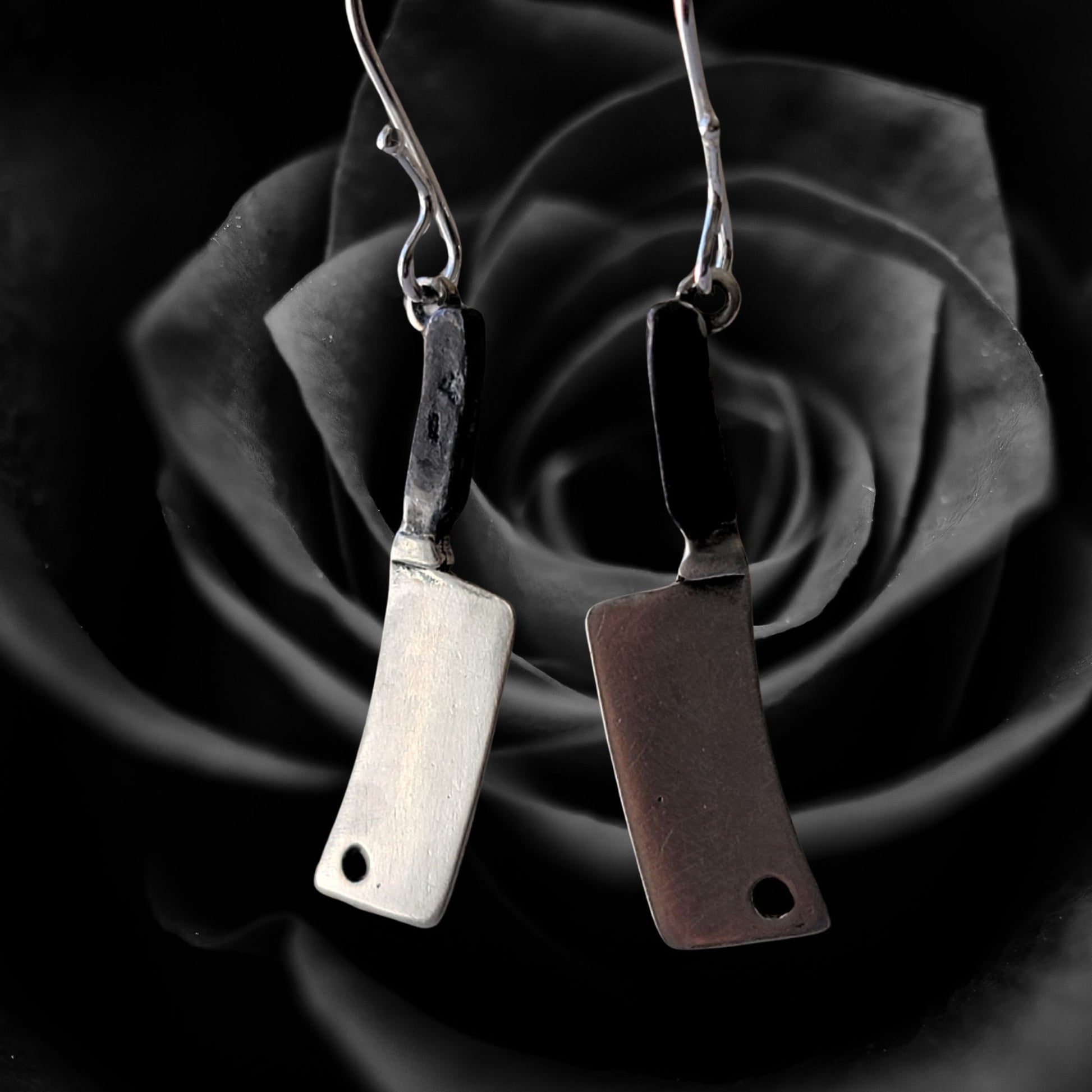 Sterling Silver Knife Cleaver Earrings