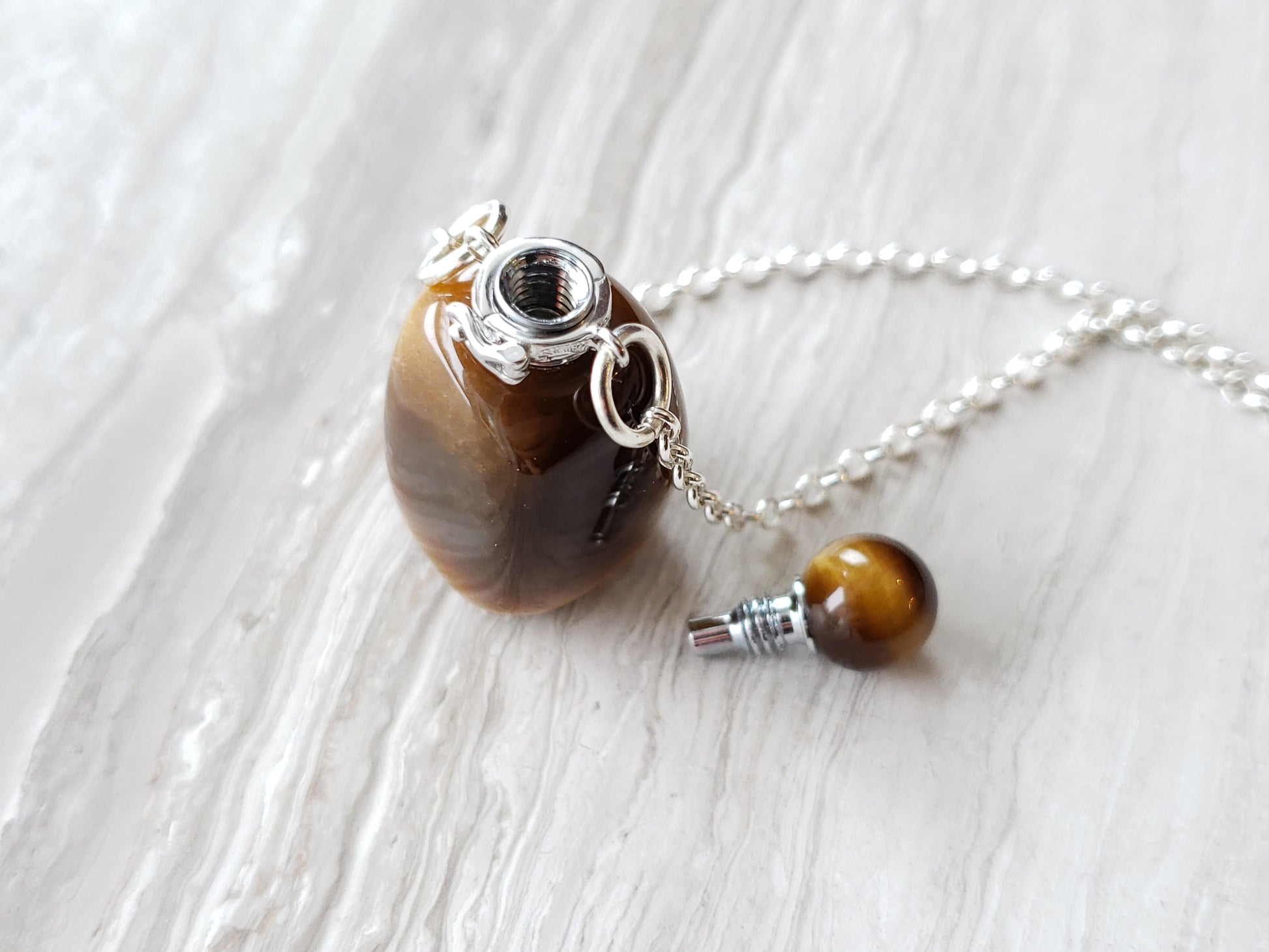 tigereye bottle necklace aromatherapy