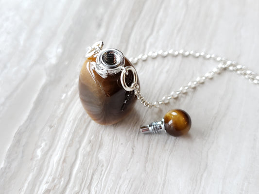 tigereye bottle necklace aromatherapy