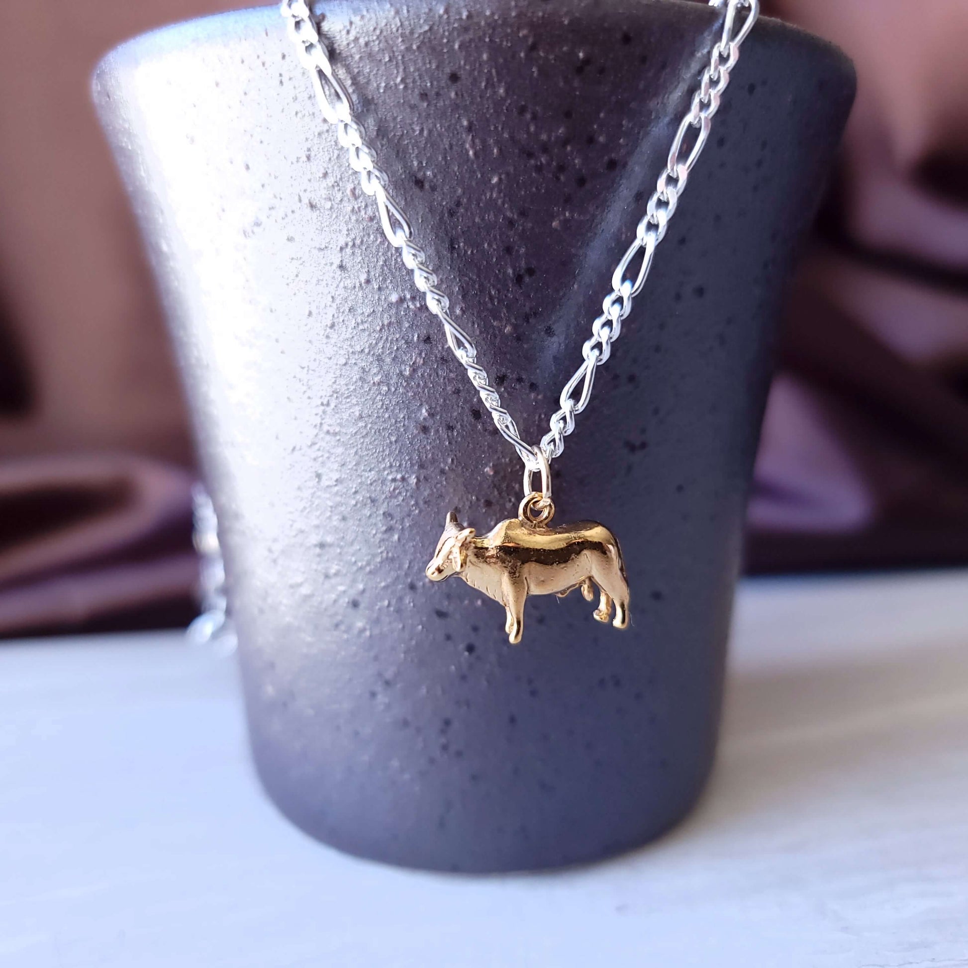 Gold Brahman Bull Necklace Charm