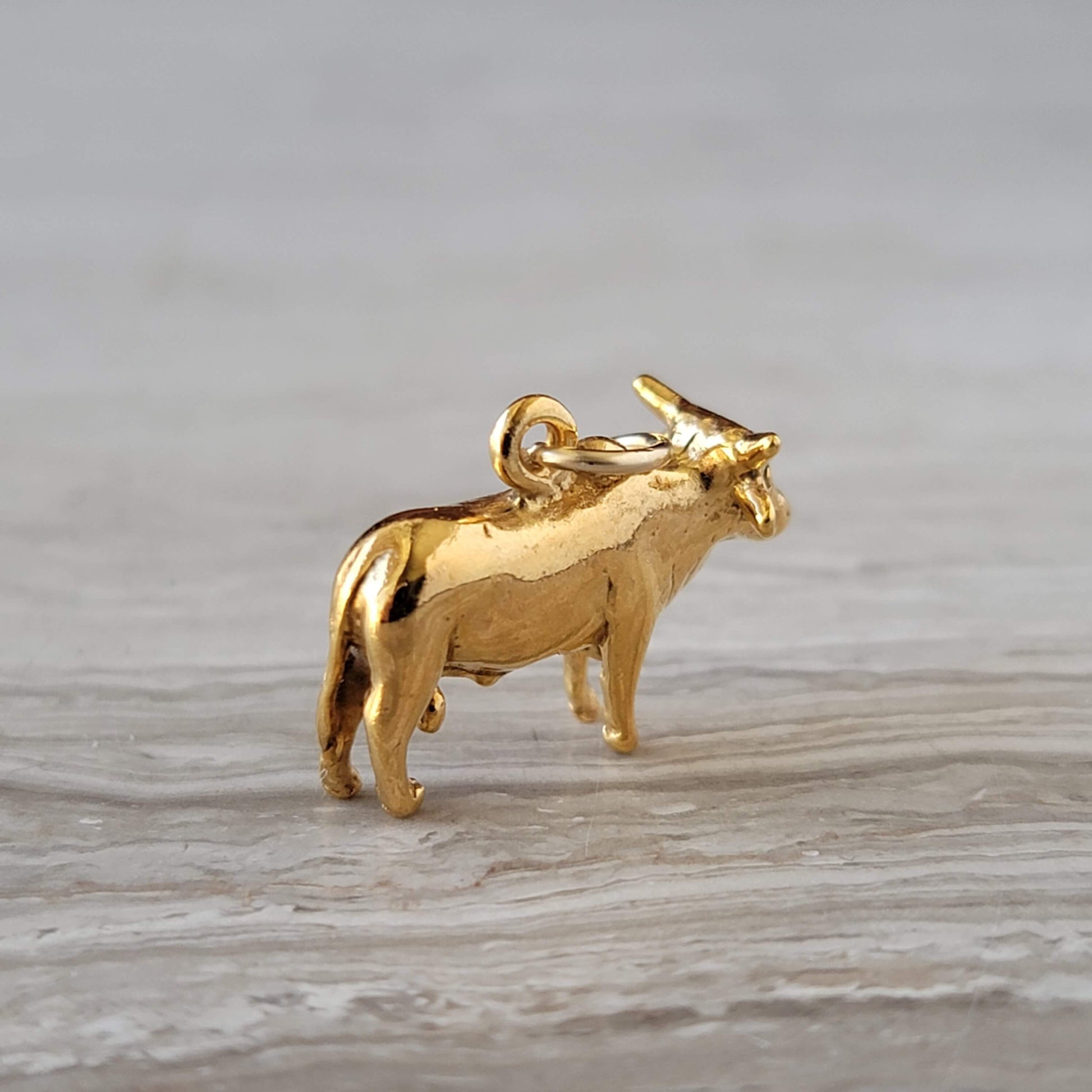 Gold Brahman Bull Necklace Charm