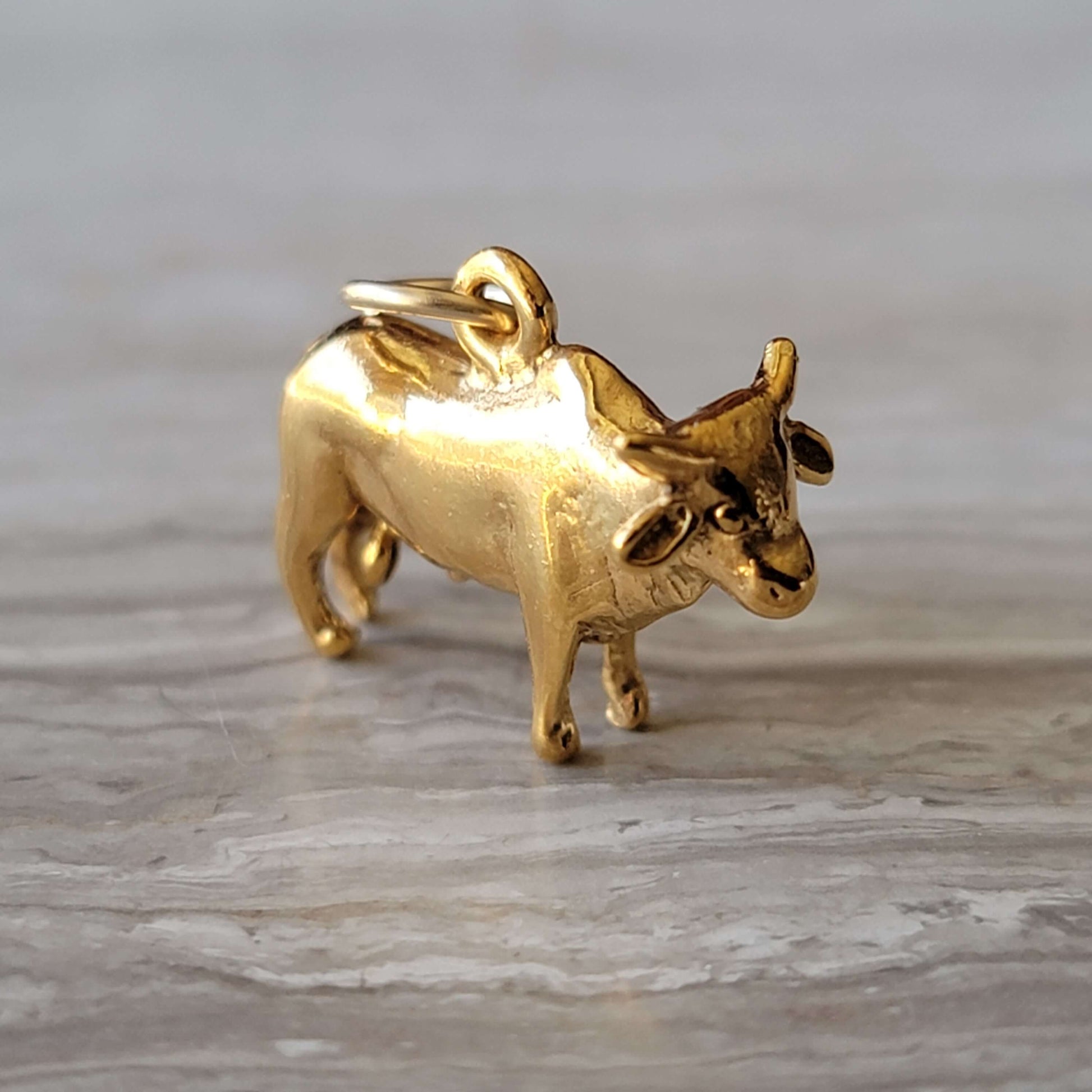 Gold Brahman Bull Necklace Charm