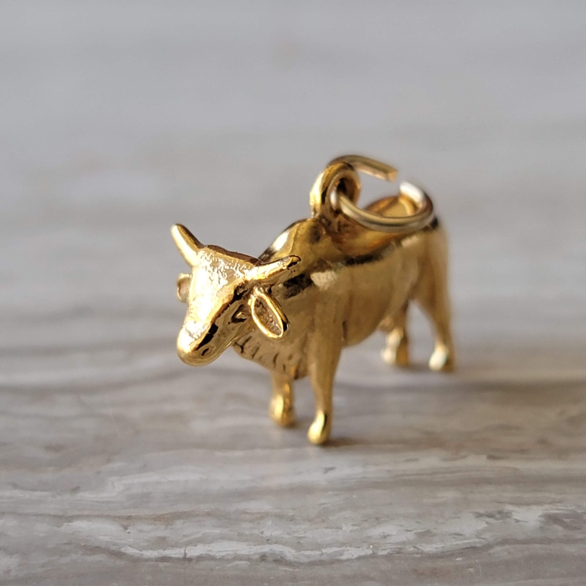 Gold Brahman Bull Necklace Charm