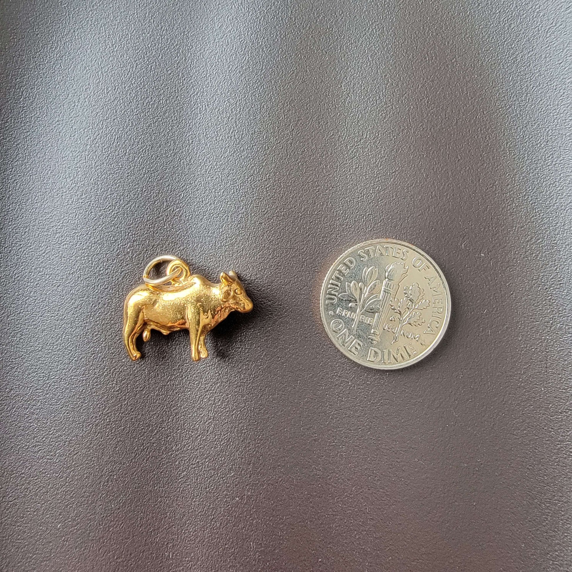 Gold Brahman Bull Necklace Charm