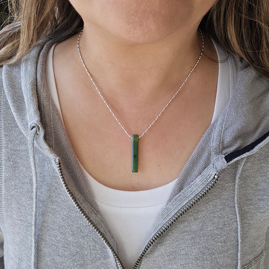 Modern jade rectangle pendant