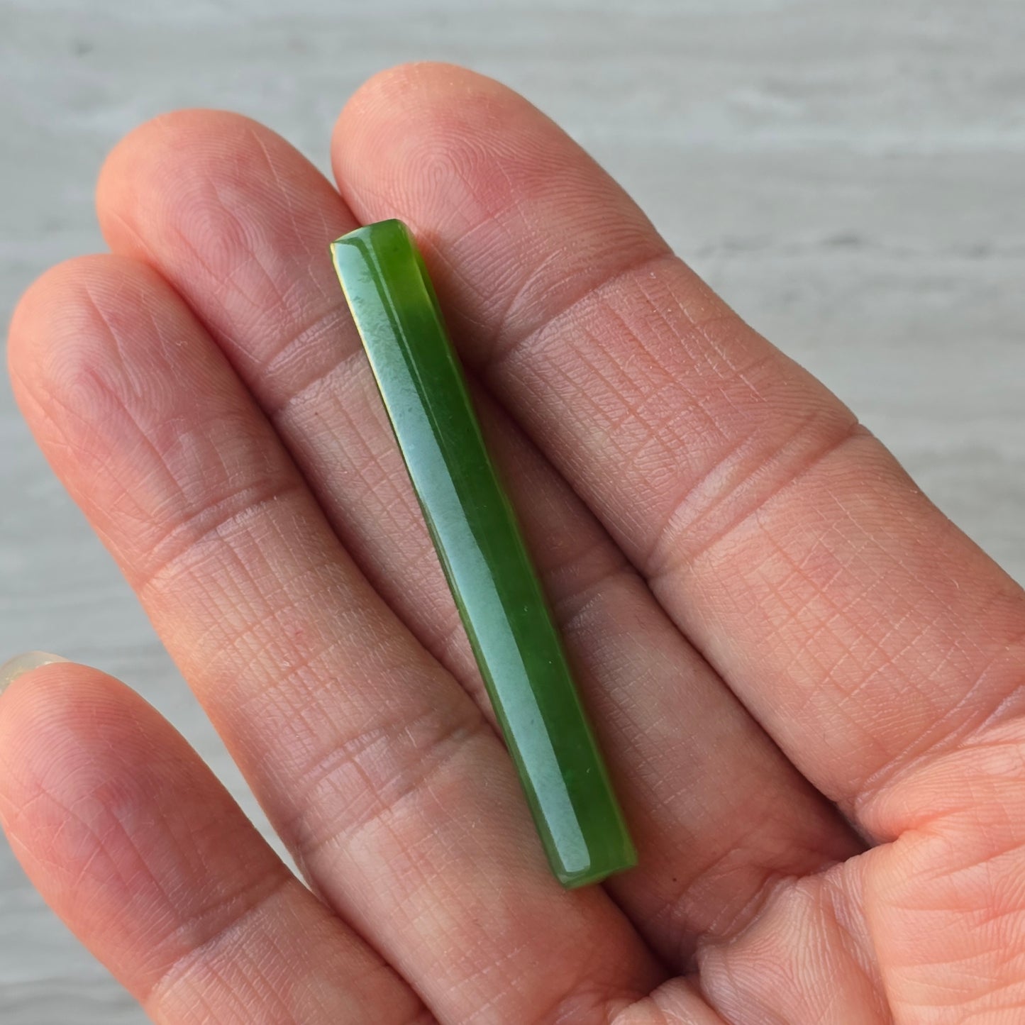 Green jade thin bar pendant