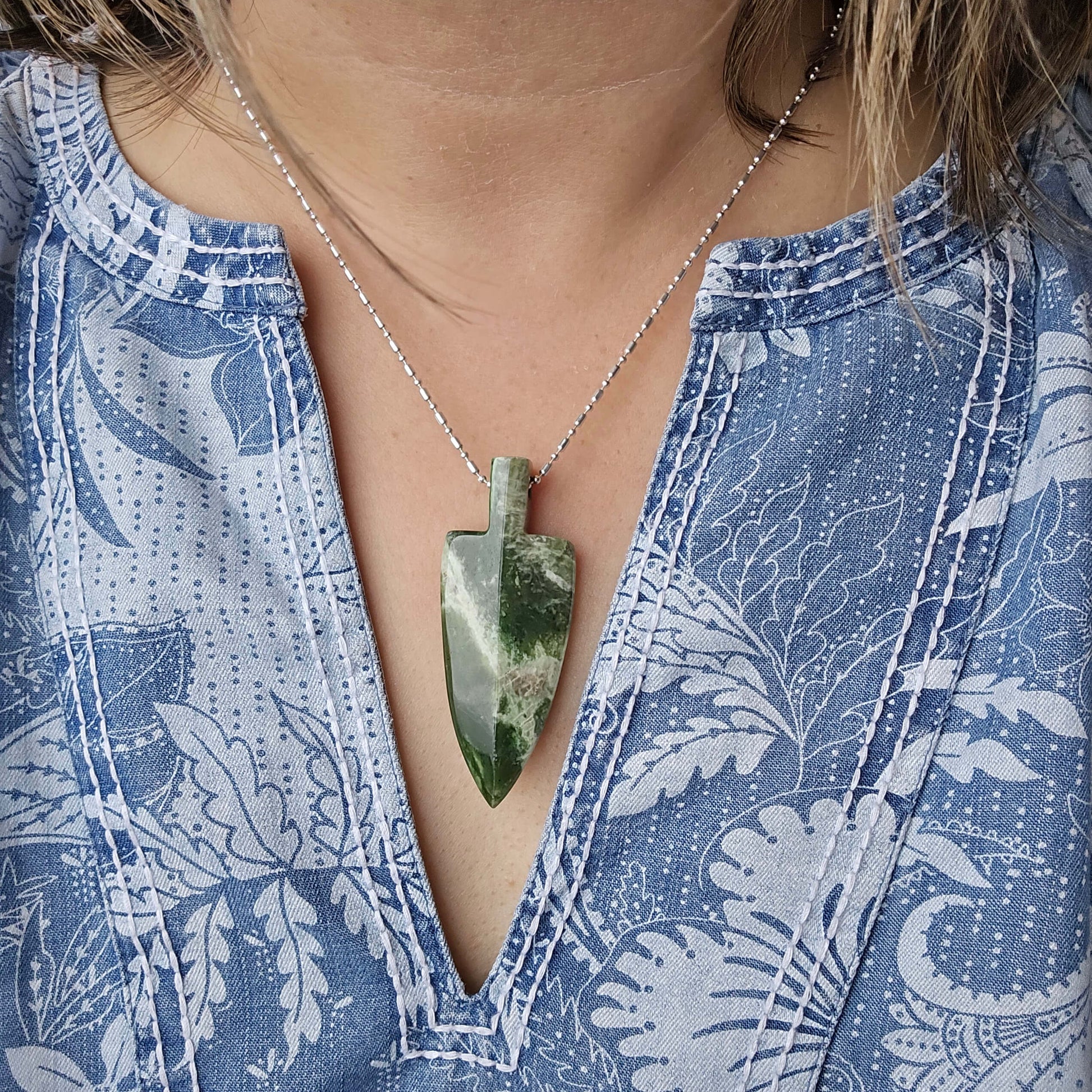 Large Jade Arrowhead Pendant