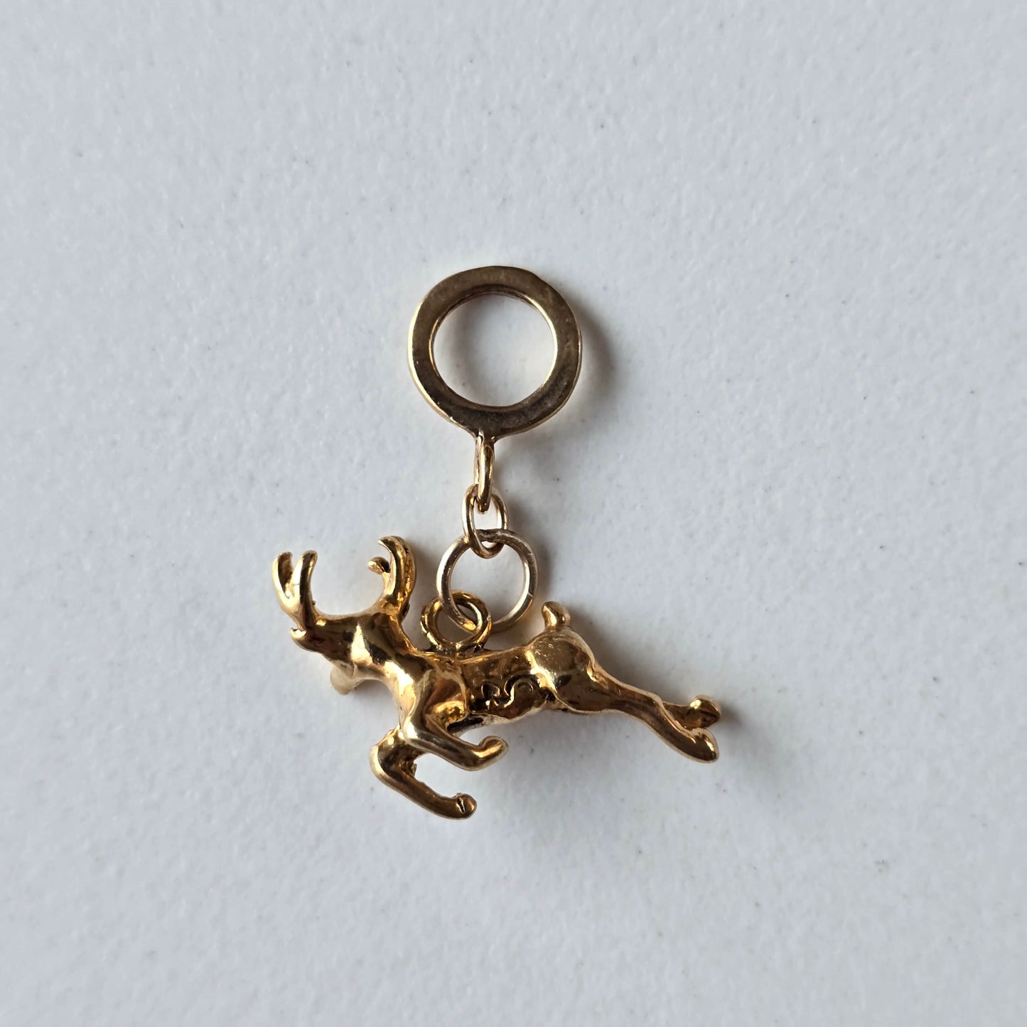 Gold Reindeer Charm Pendant