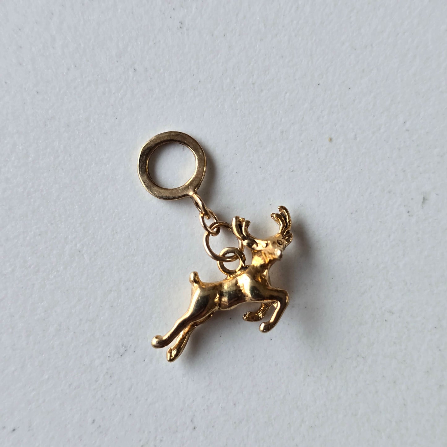 Gold Reindeer Charm Pendant
