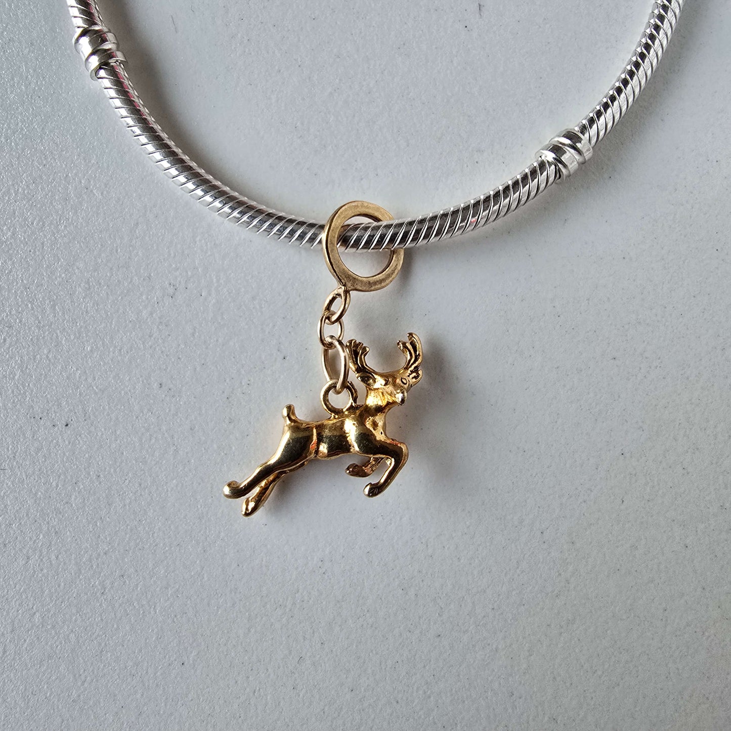 Gold Reindeer Charm Pendant