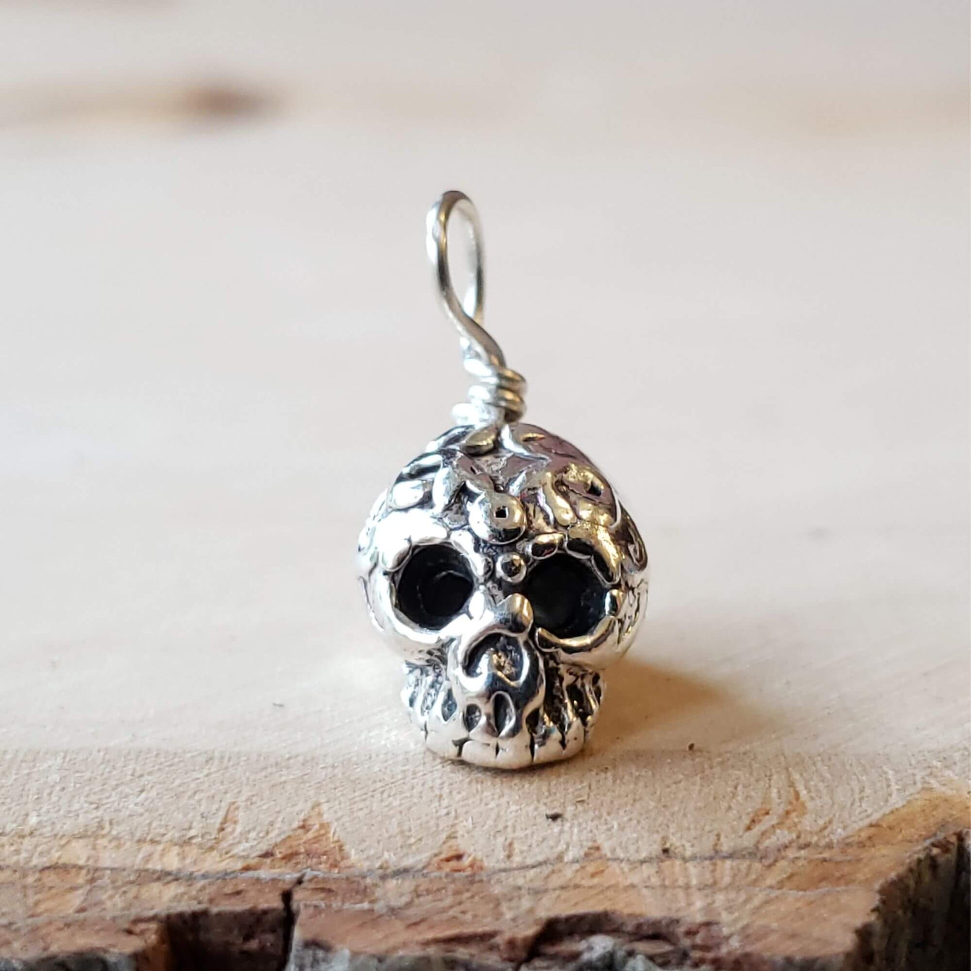 silver sugar skull charm