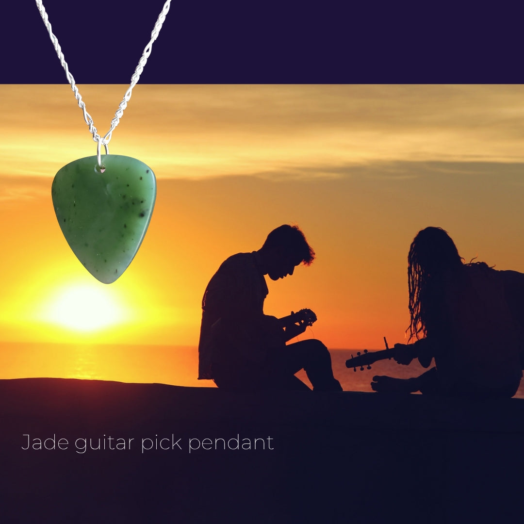 Green Jade Guitar Pick Pendant