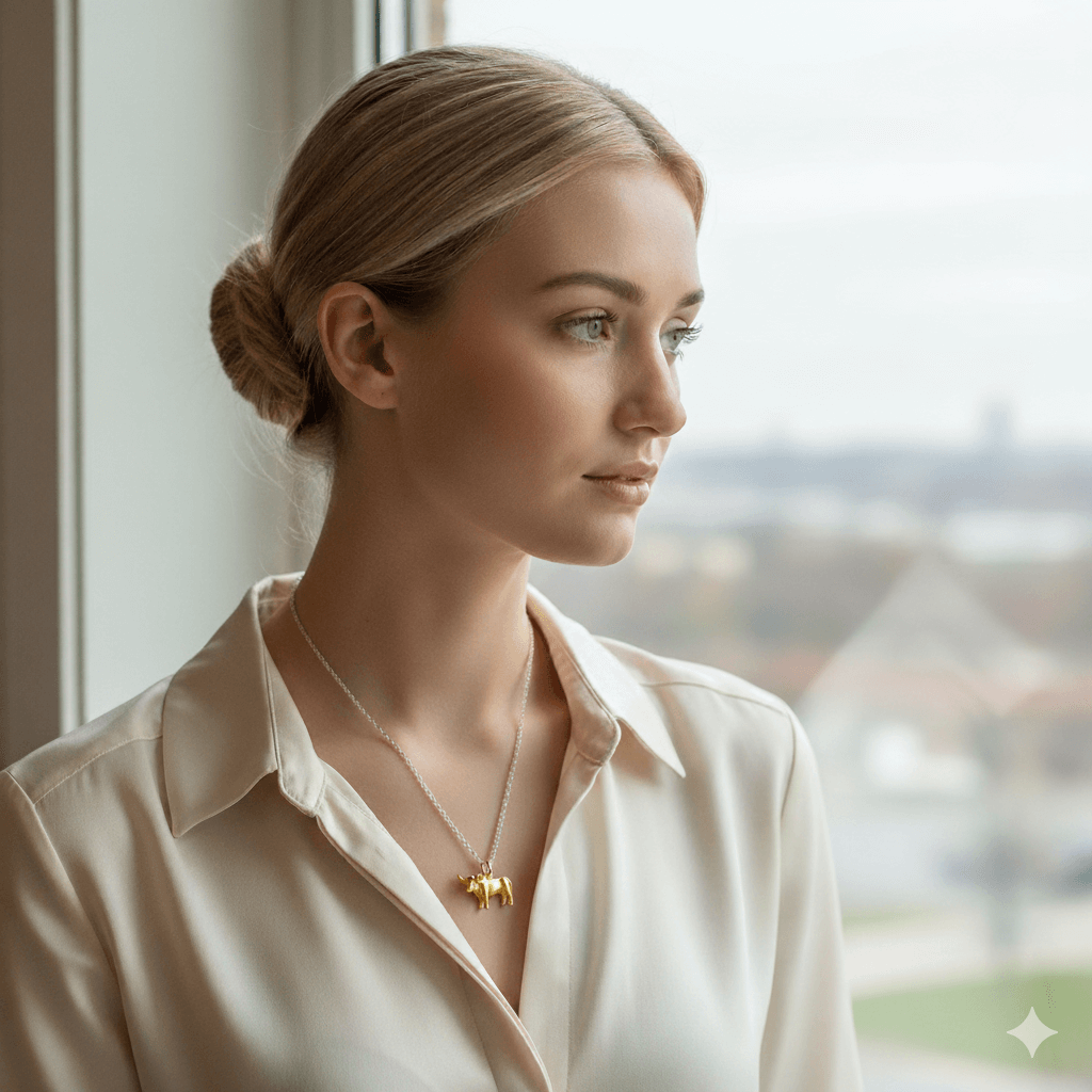 Gold Brahman Bull Necklace Charm