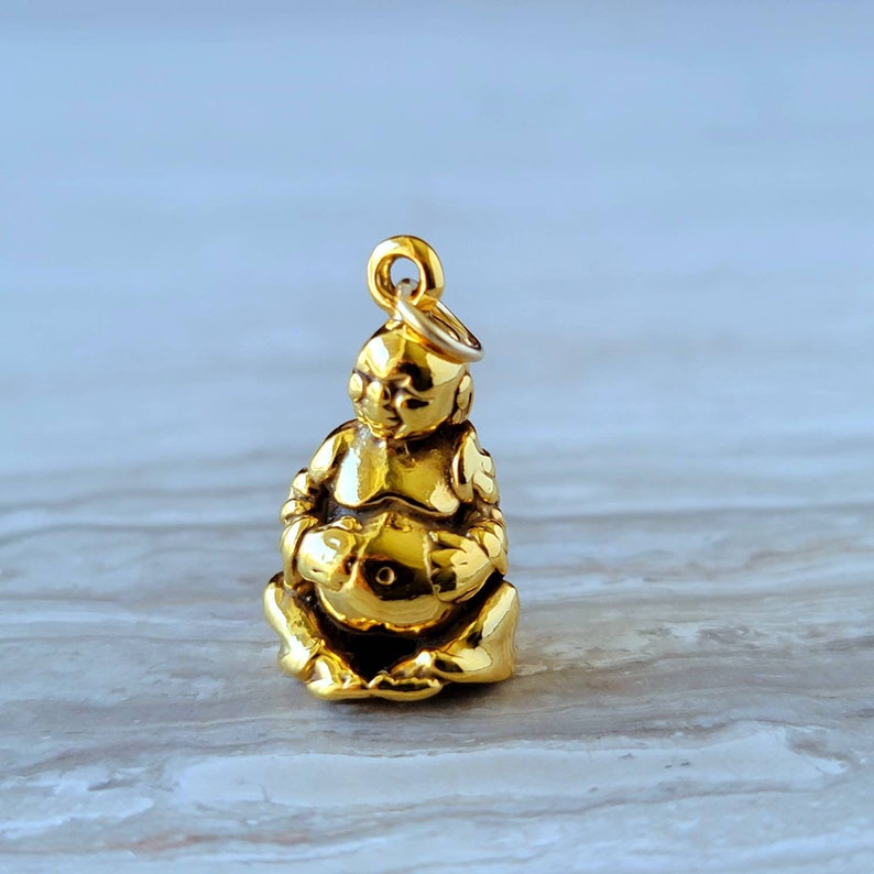 Gold laughing buddha pendant