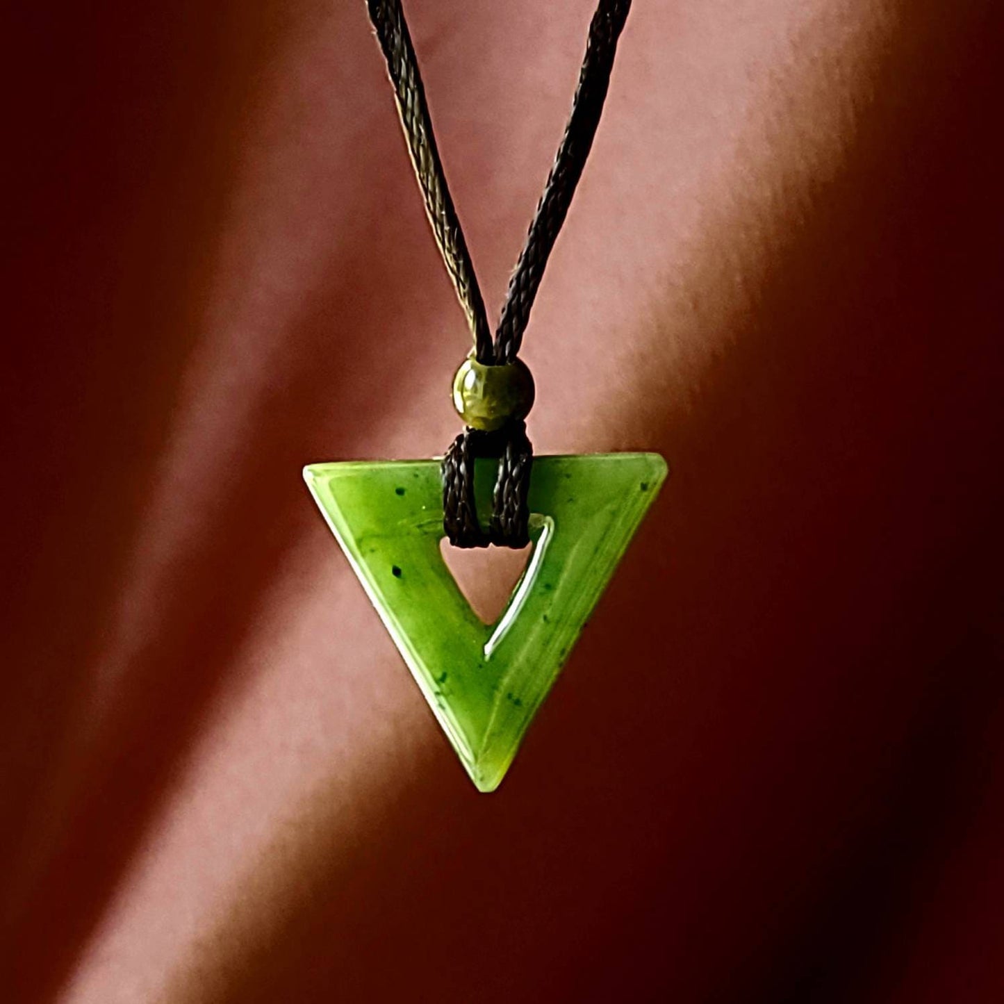 Triangle jade pendant necklace