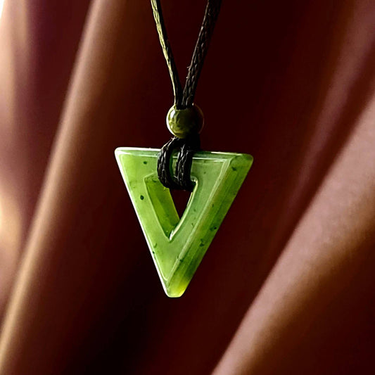 Triangle jade pendant necklace