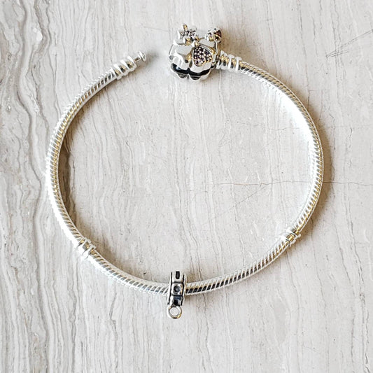 silver charm holder bead for european bracelets