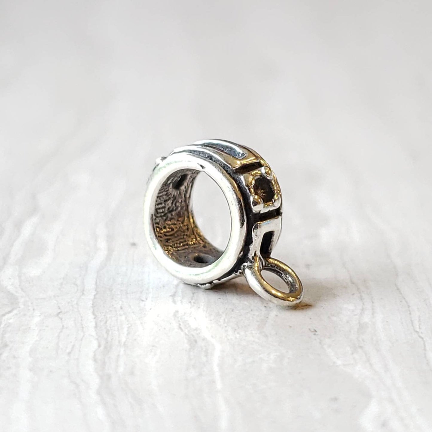 silver charm holder bead for european bracelets