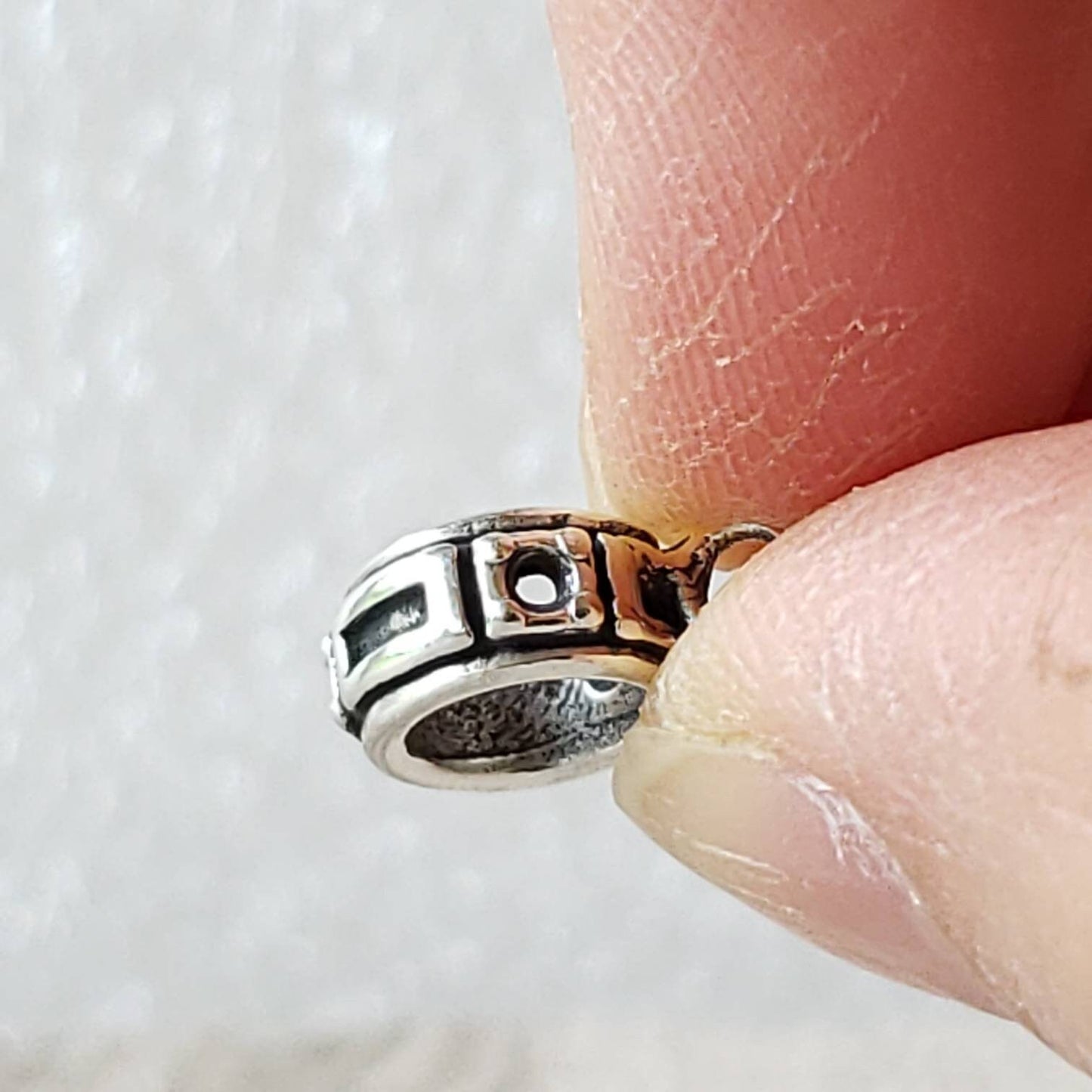 silver charm holder bead for european bracelets