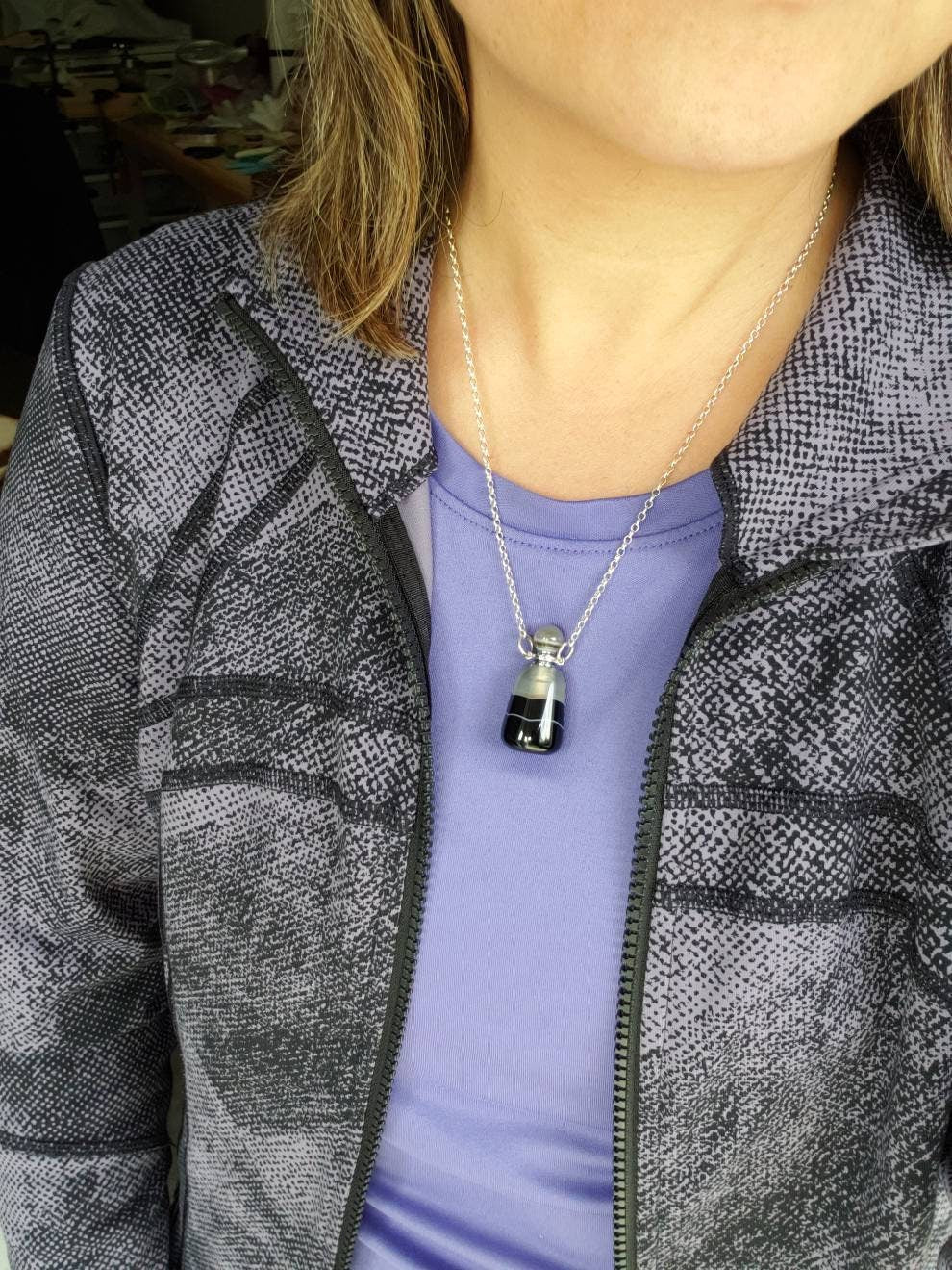 Gem Bottle Necklace, Striped Agate