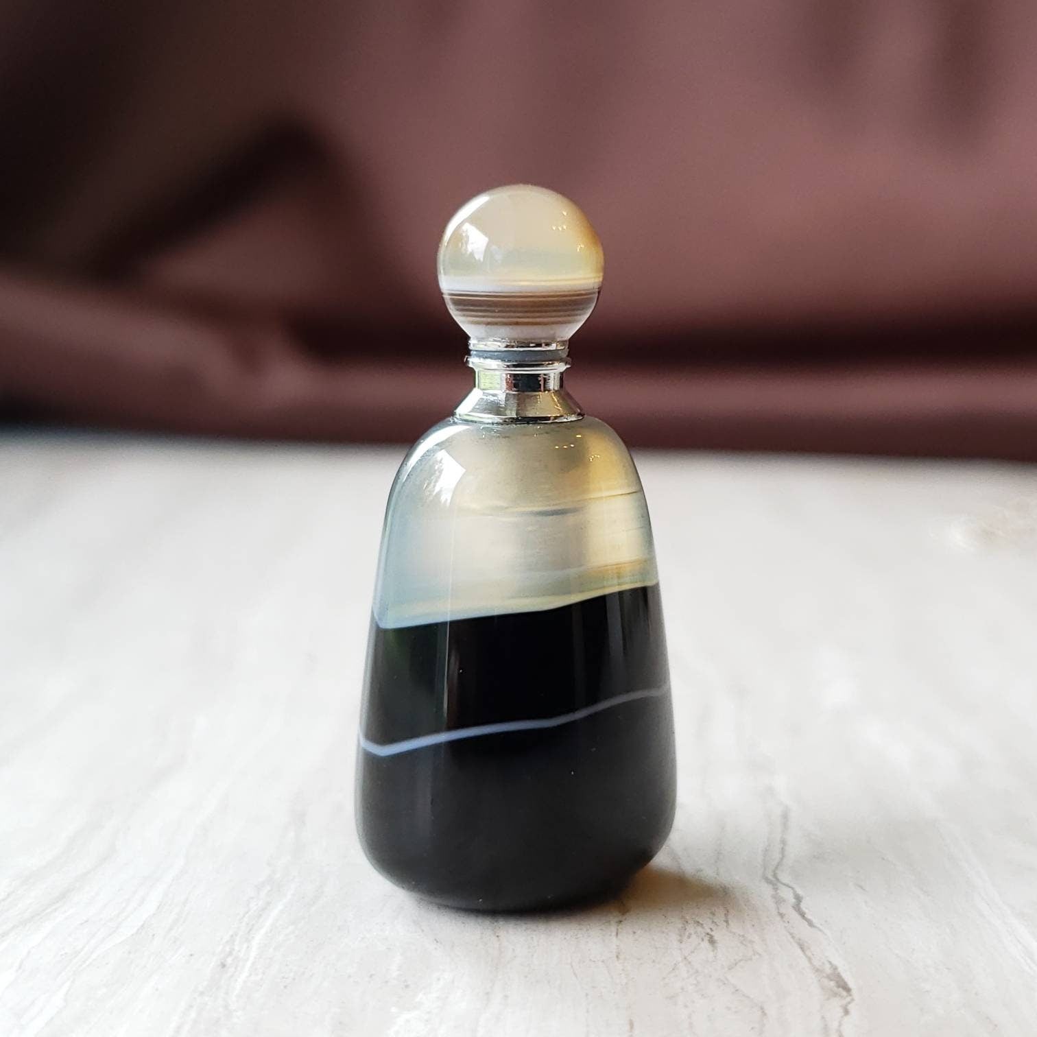 Essential Oil Diffuser Bottle Necklace, zebra Agate