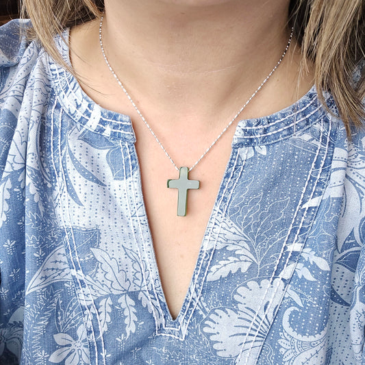 large jade cross with a side drill hole