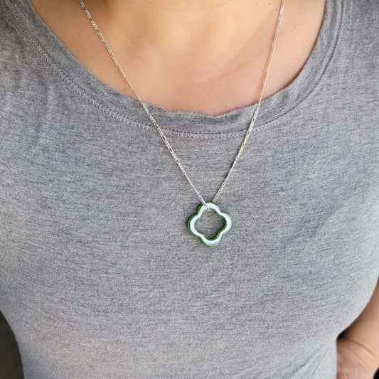 Real jade clover pendant, modern Minimalist style