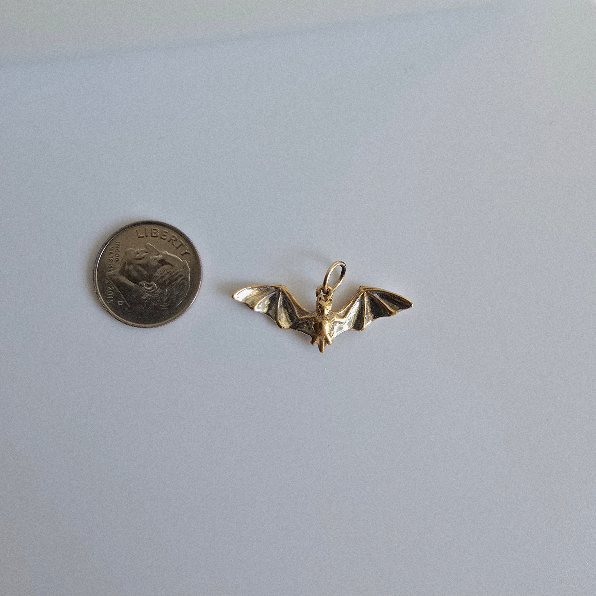Silver and Gold bat charm for necklace