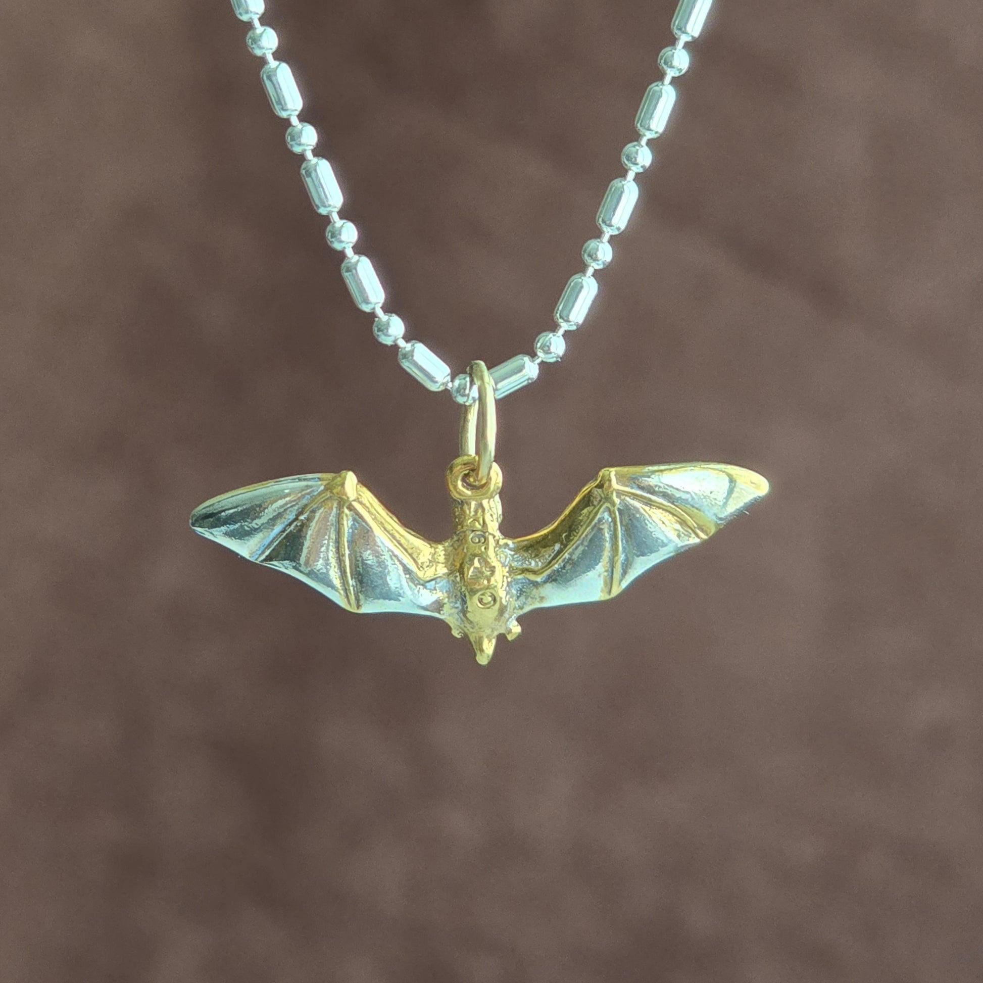 Silver and Gold bat charm for necklace