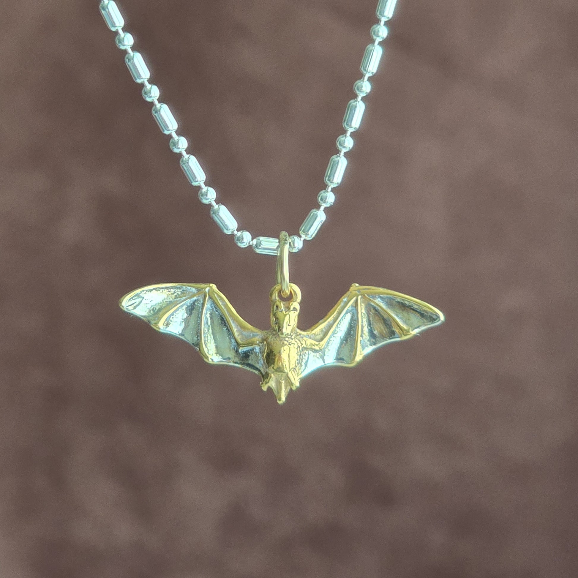 Silver and Gold bat charm for necklace