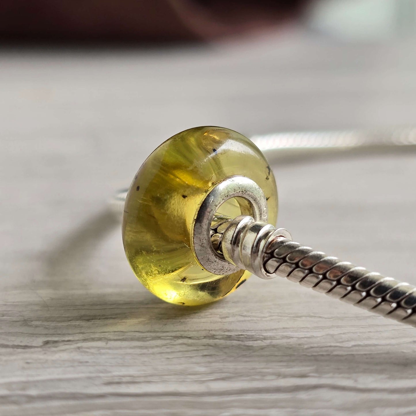 yellow green amber bead for European Style Bracelets