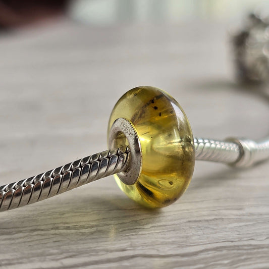 yellow green amber bead for European Style Bracelets