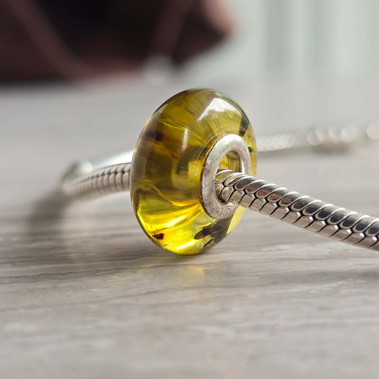 yellow green amber bead for European Style Bracelets