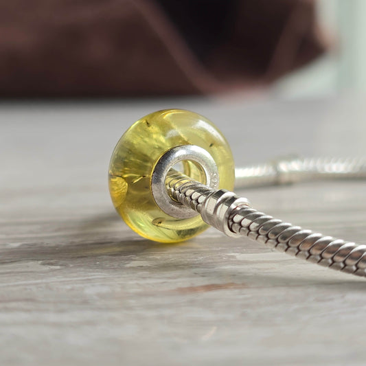 yellow green amber bead for European Style Bracelets