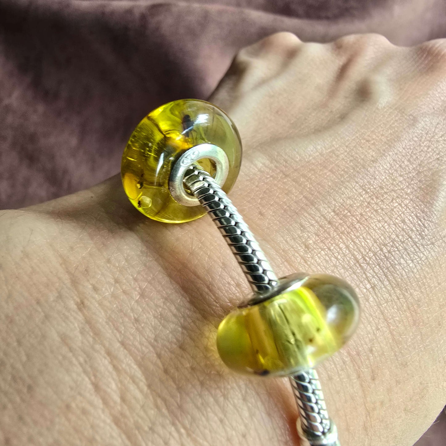 yellow green amber bead for European Style Bracelets