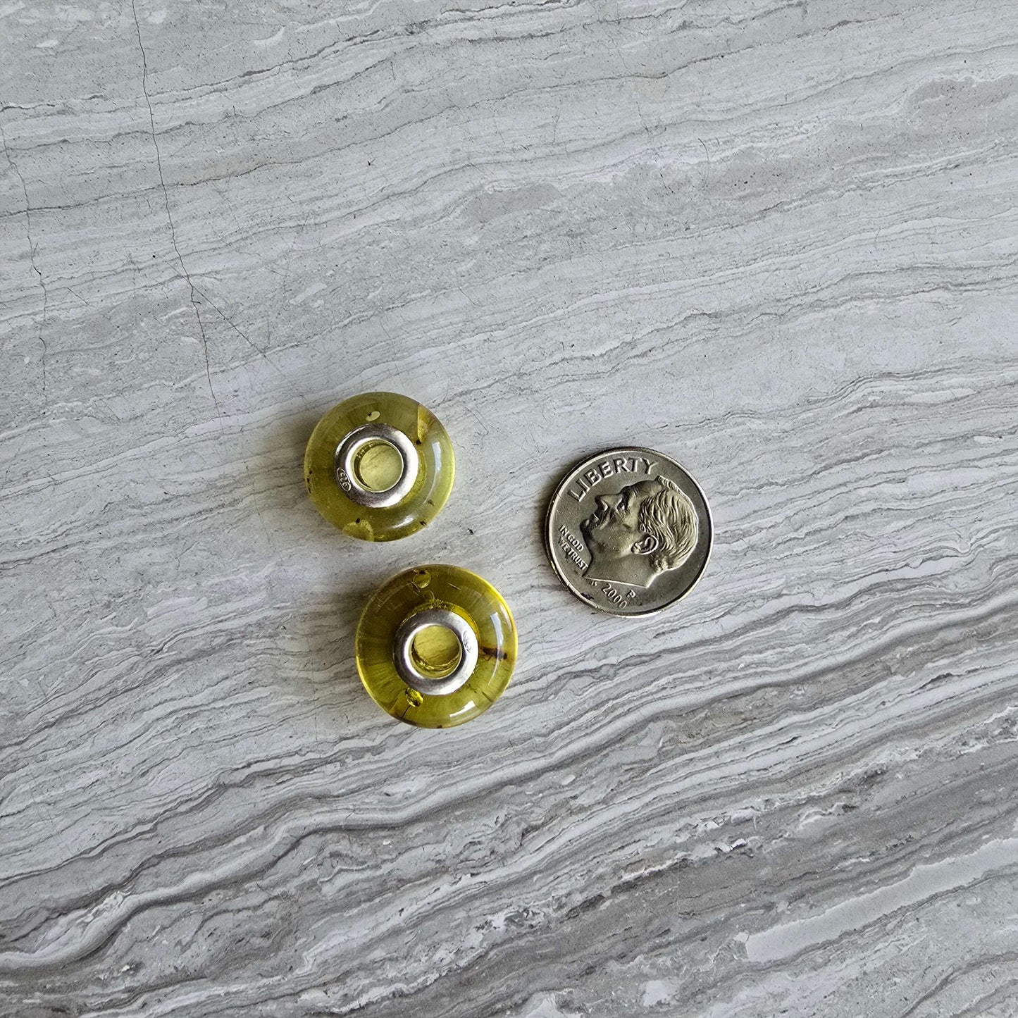 yellow green amber bead for European Style Bracelets