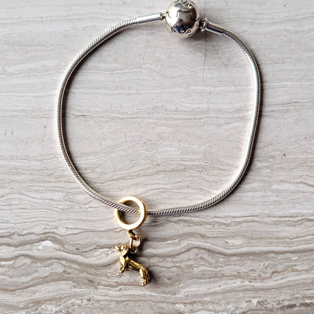 Gold Dachshund Puppy Bracelet Charm
