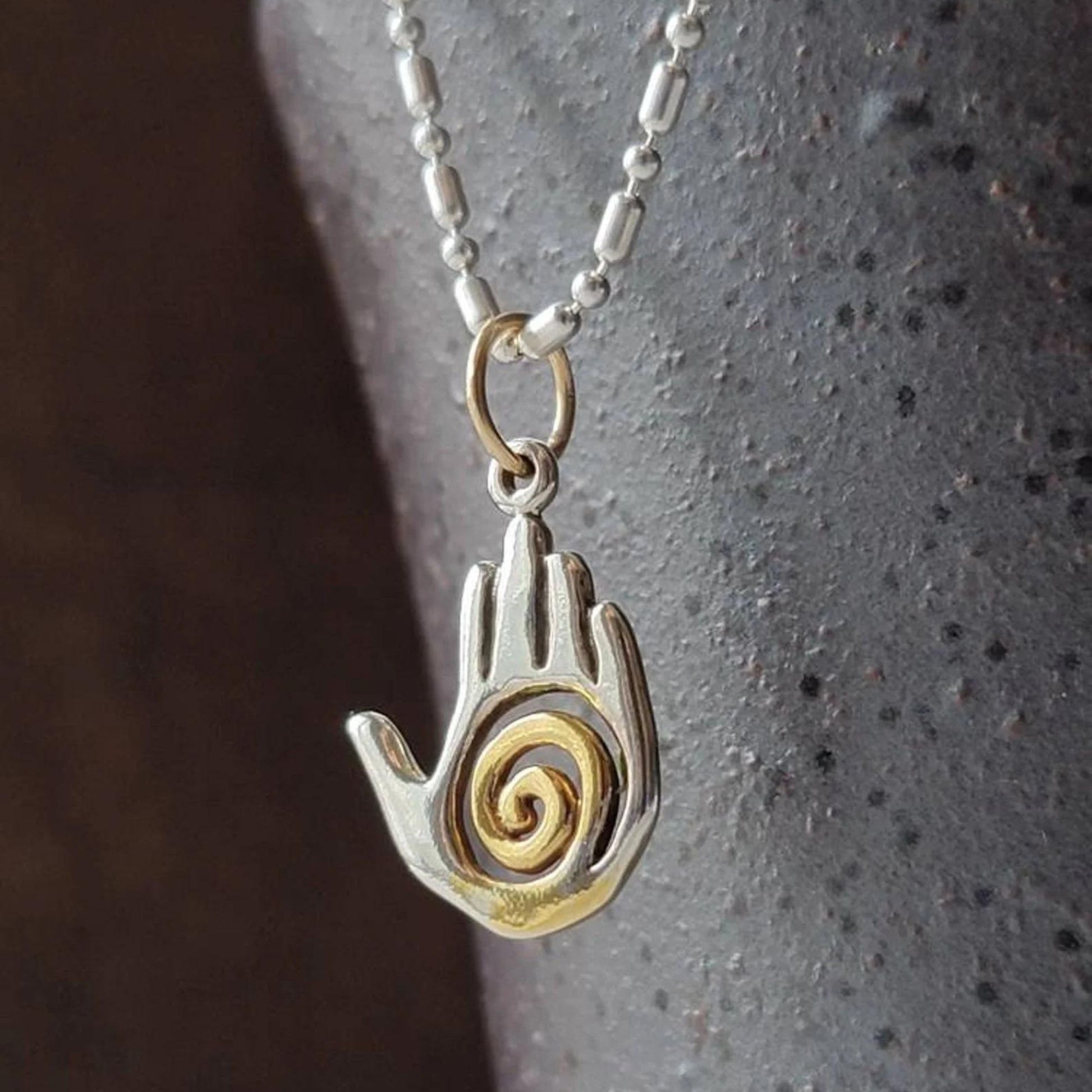 mixed metal hamsa healing hand gold charm