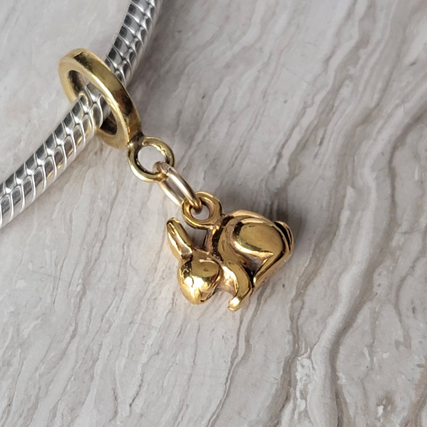 Gold Bunny Rabbit Bracelet Charm, fits European Style Bracelets
