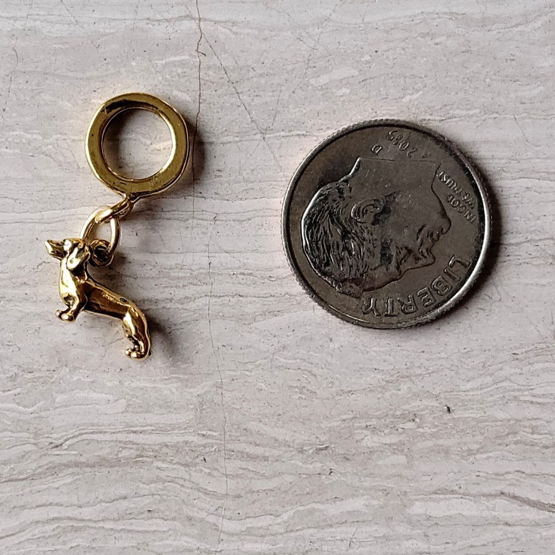 Gold Dachshund Puppy Bracelet Charm