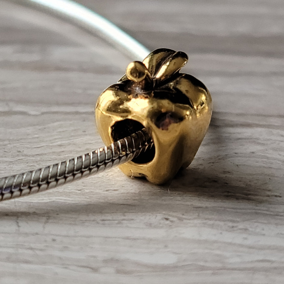 gold apple bracelet charm