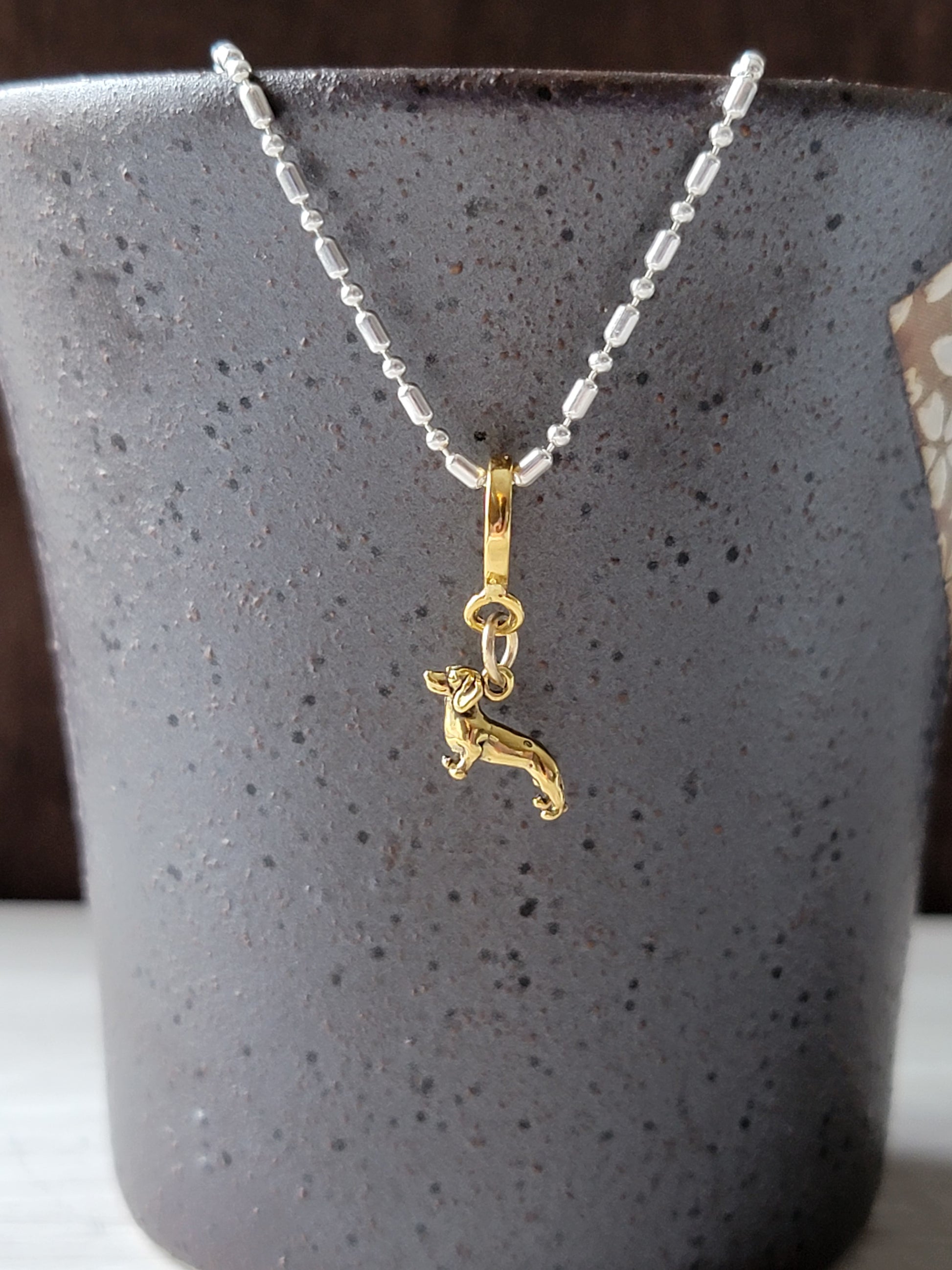 Gold Dachshund Puppy Bracelet Charm