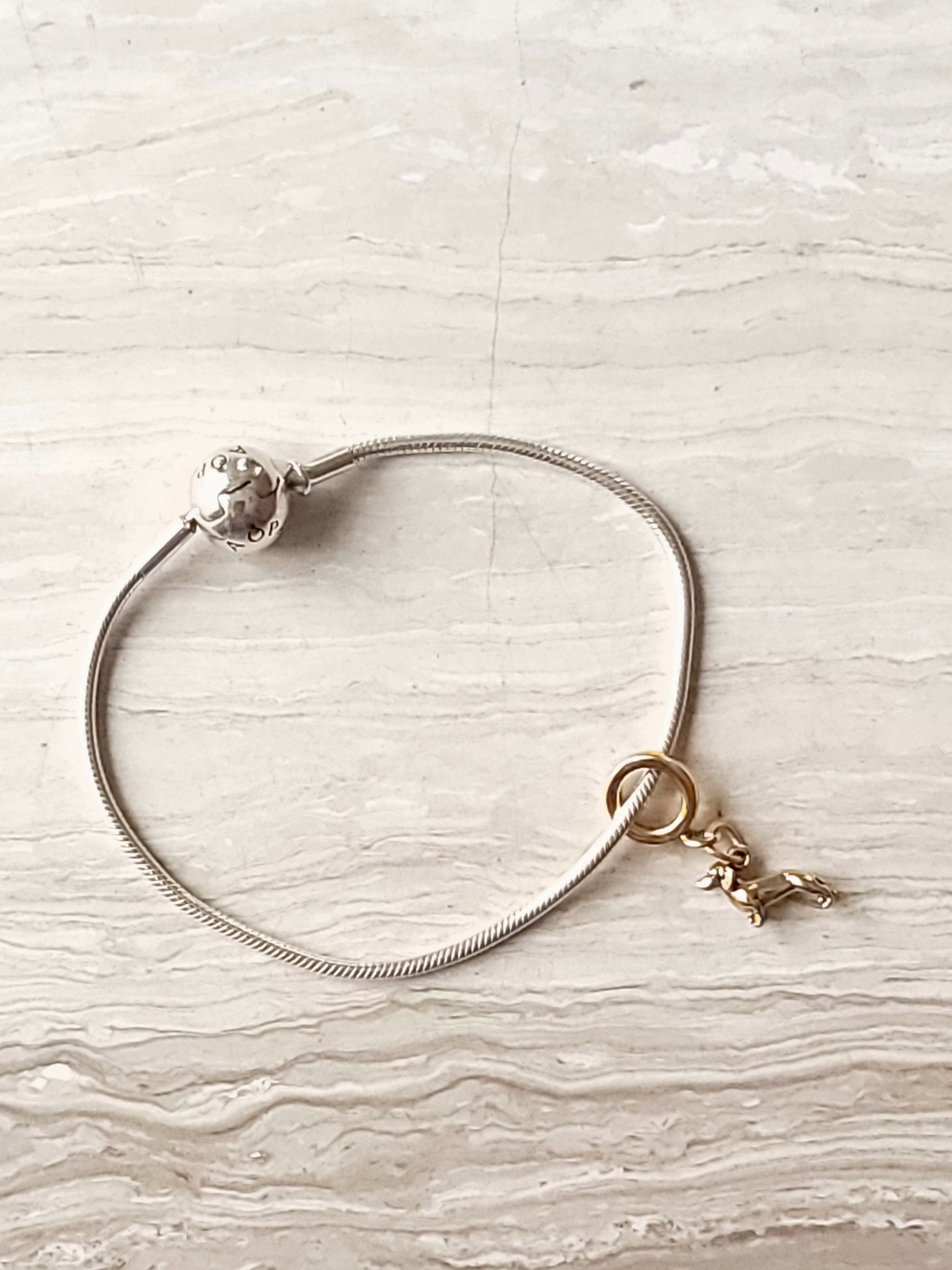 Gold Dachshund Puppy Bracelet Charm