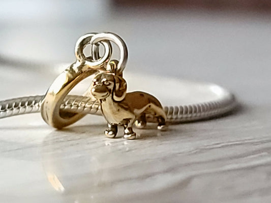 Gold Dachshund Puppy Bracelet Charm
