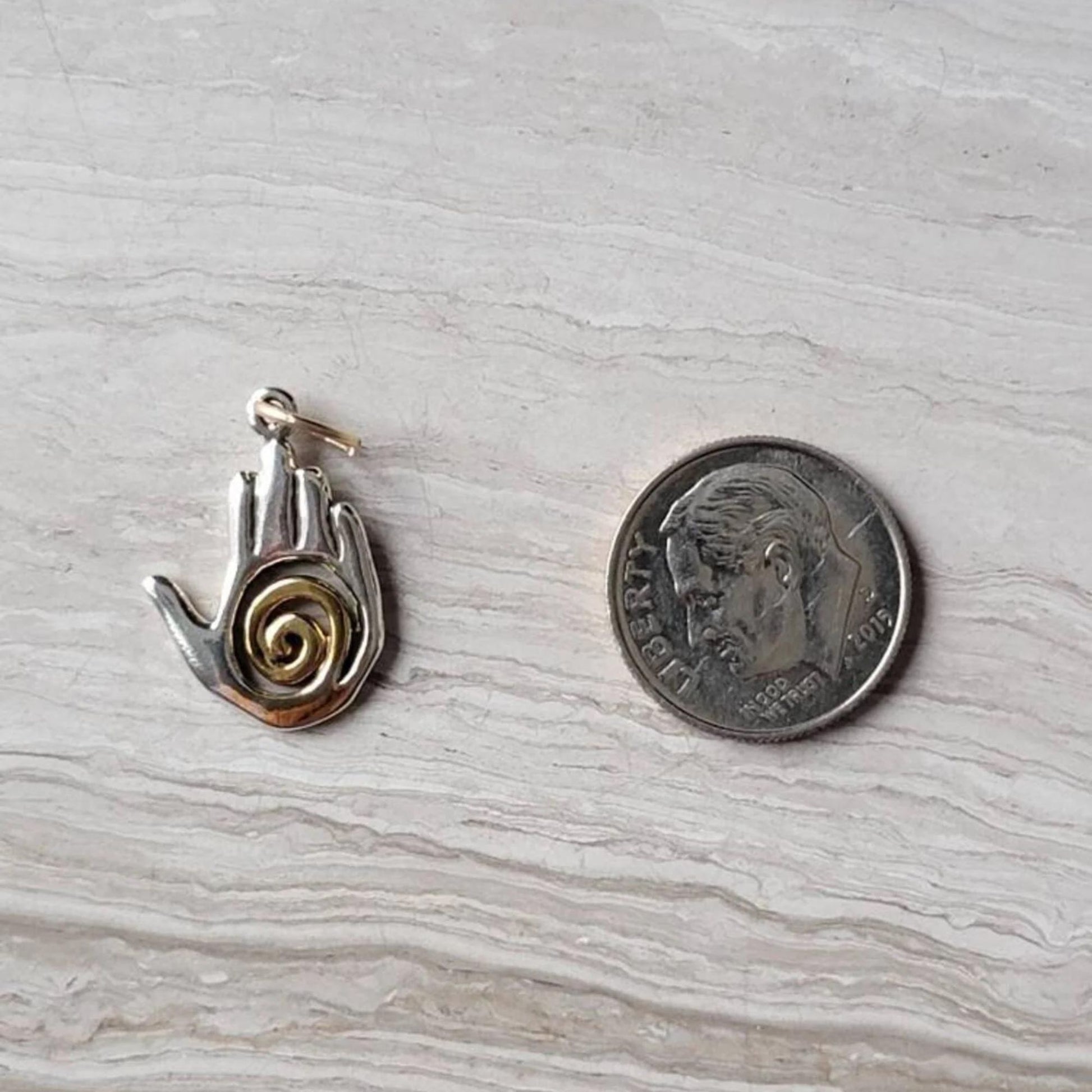 mixed metal hamsa healing hand gold charm