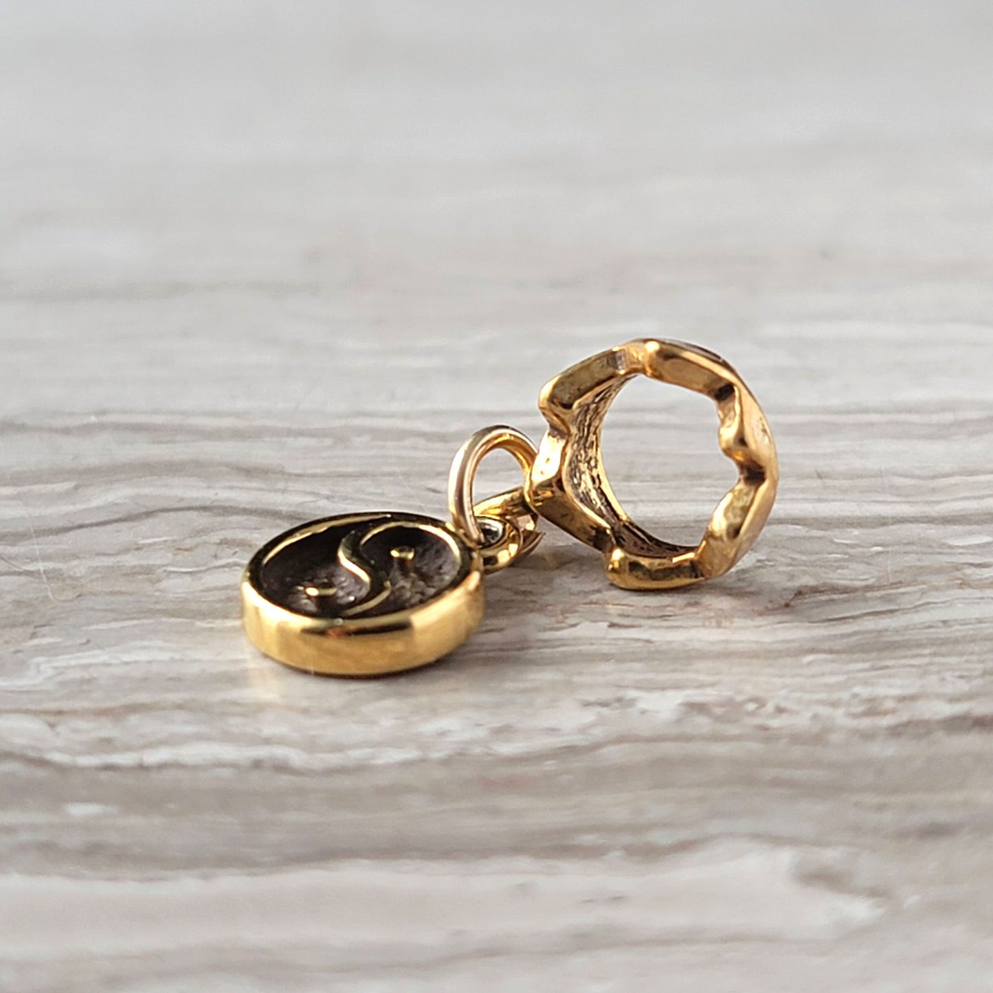 Gold Yin and Yang Bracelet Charm, Fits European Style Braclets