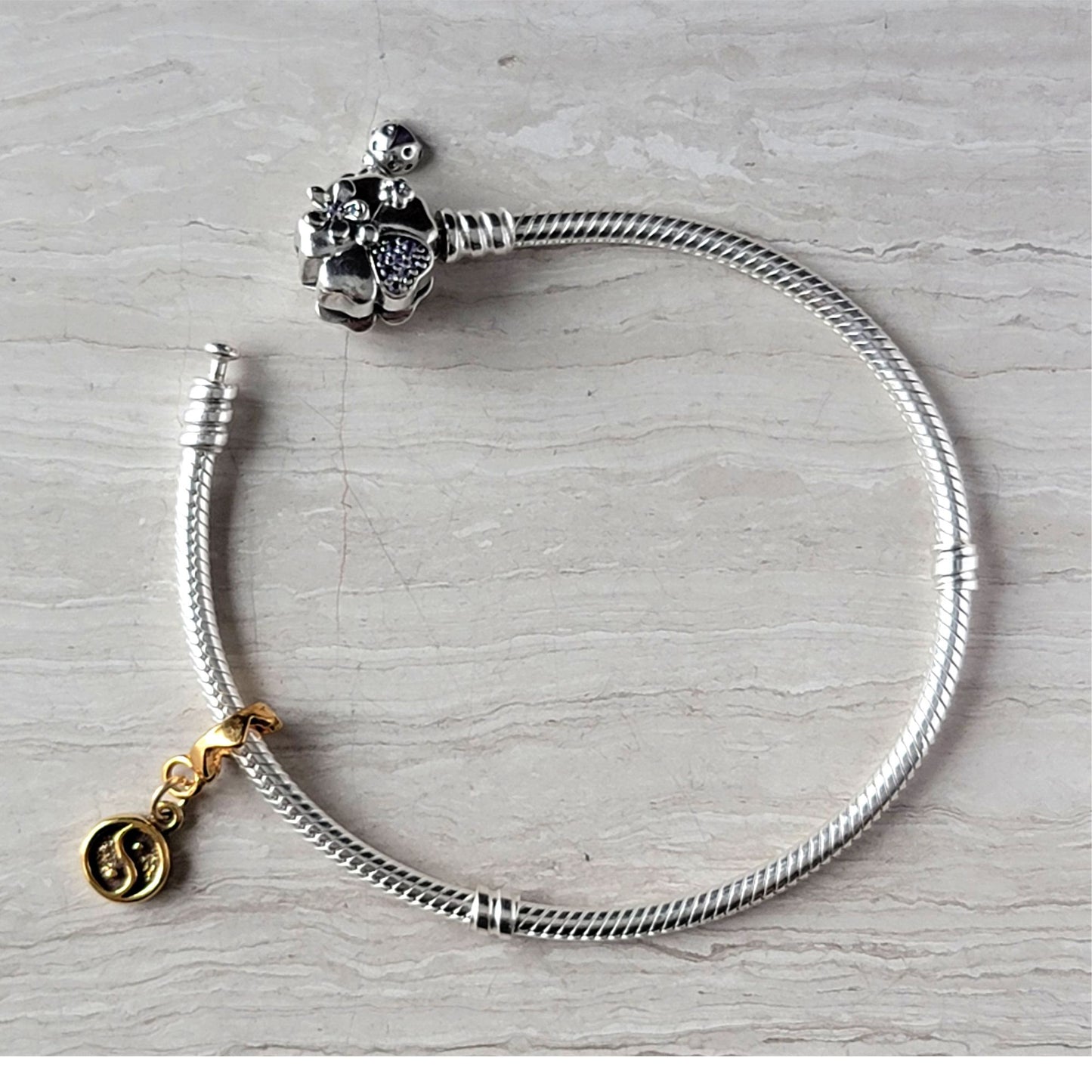 Gold Yin and Yang Bracelet Charm, Fits European Style Braclets