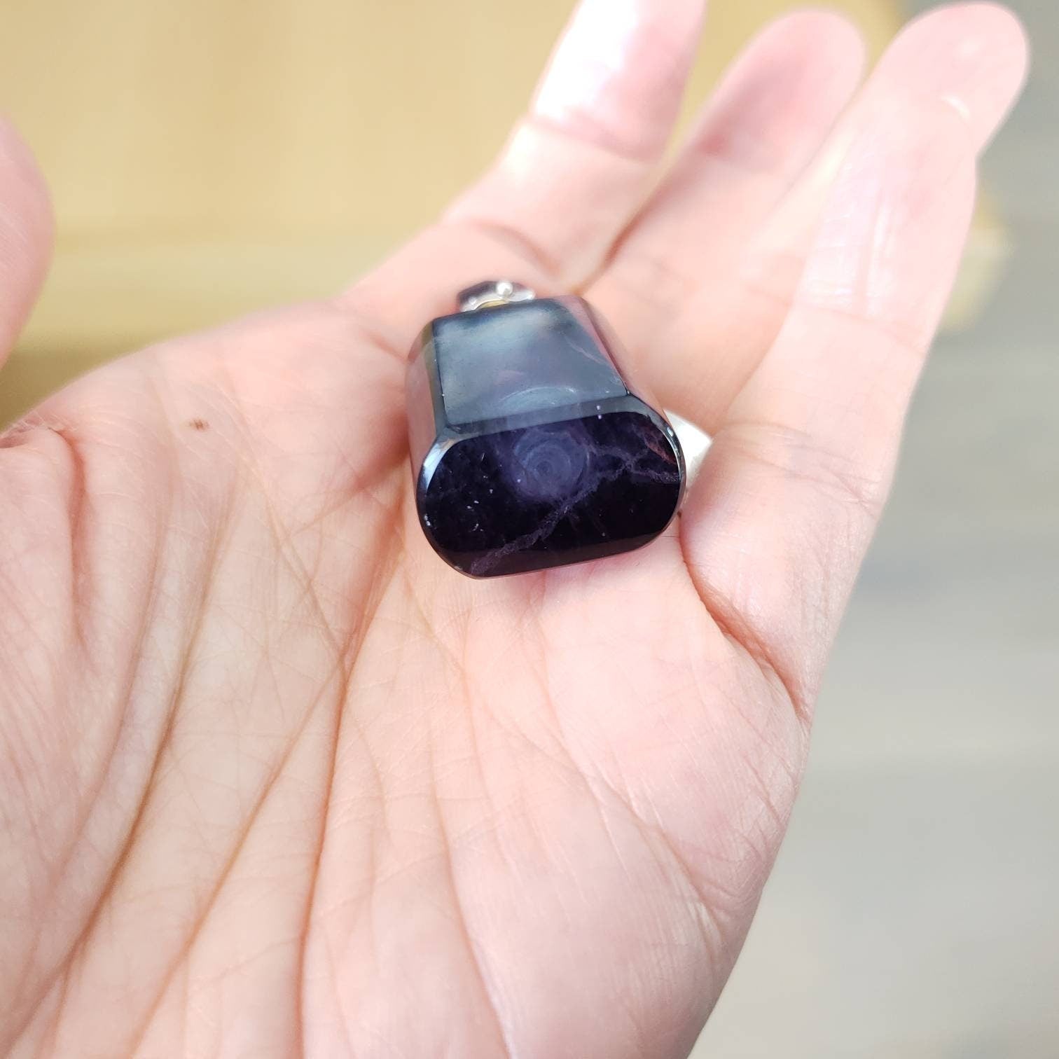 Fluorite Gem Bottle Pendant Necklace for Essential Oils or Perfume