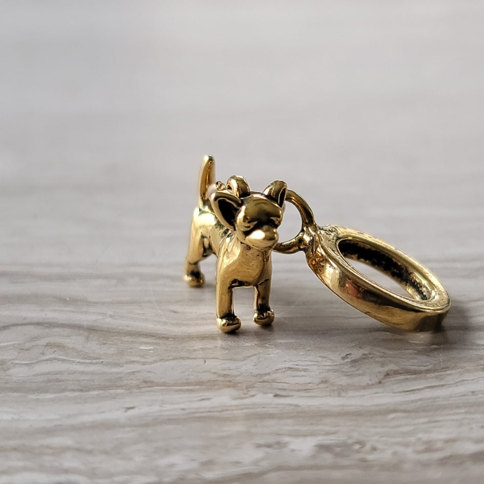 Gold Chihuahua Bracelet Charm