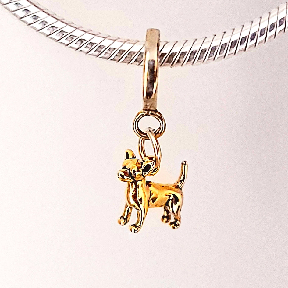 Gold Chihuahua Bracelet Charm